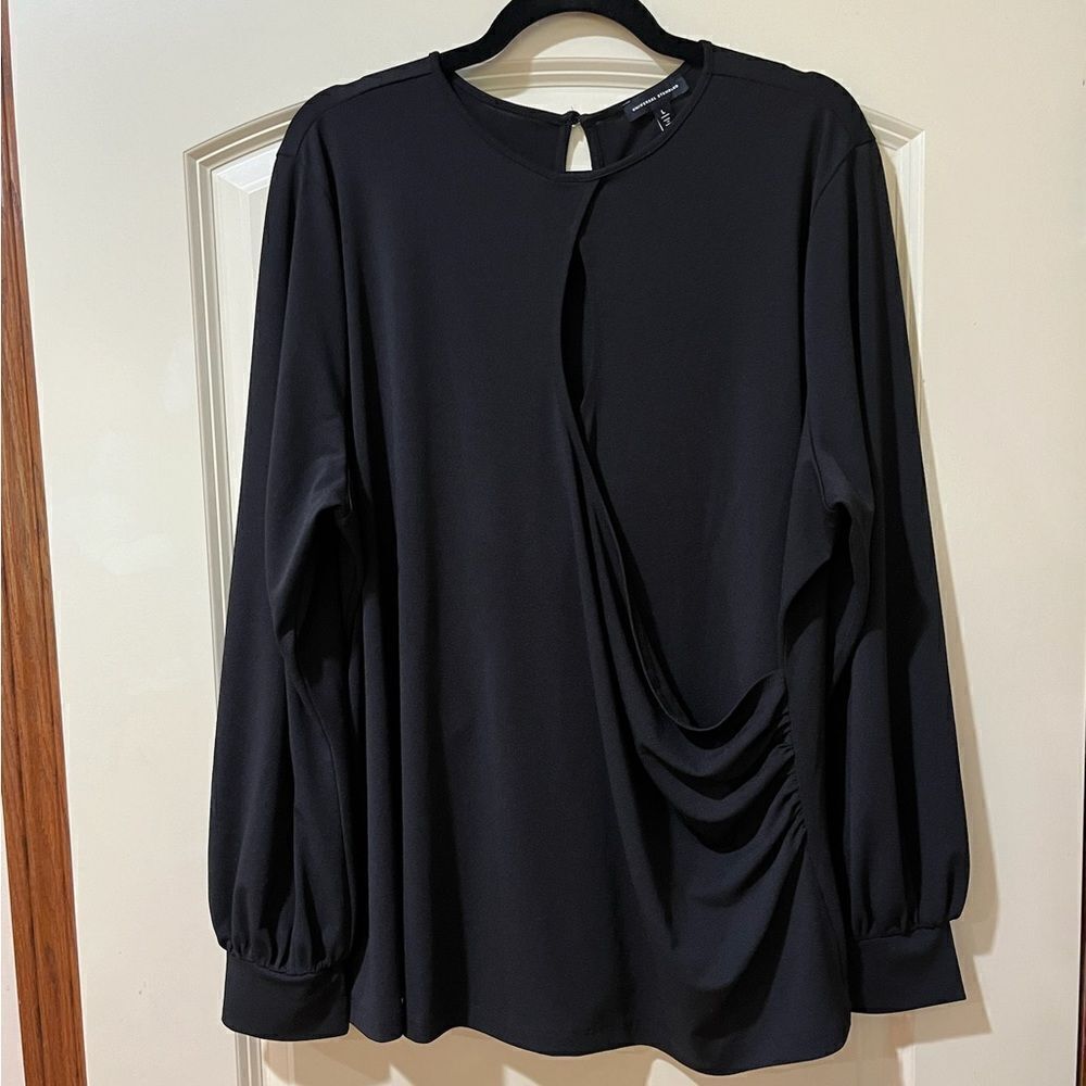 UNIVERSAL STANDARD Cleo Crepe Jersey Blouse Black Women’s Size Large (3X)
